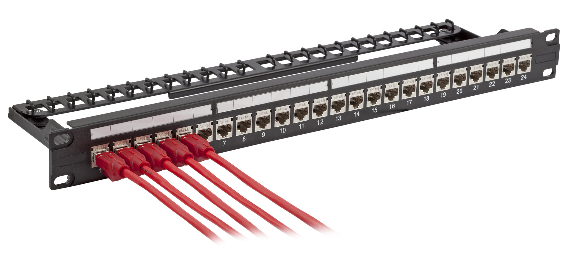 CAT.6A 24-Port Patch-Panel 19" 1U armed with mounting-adapter