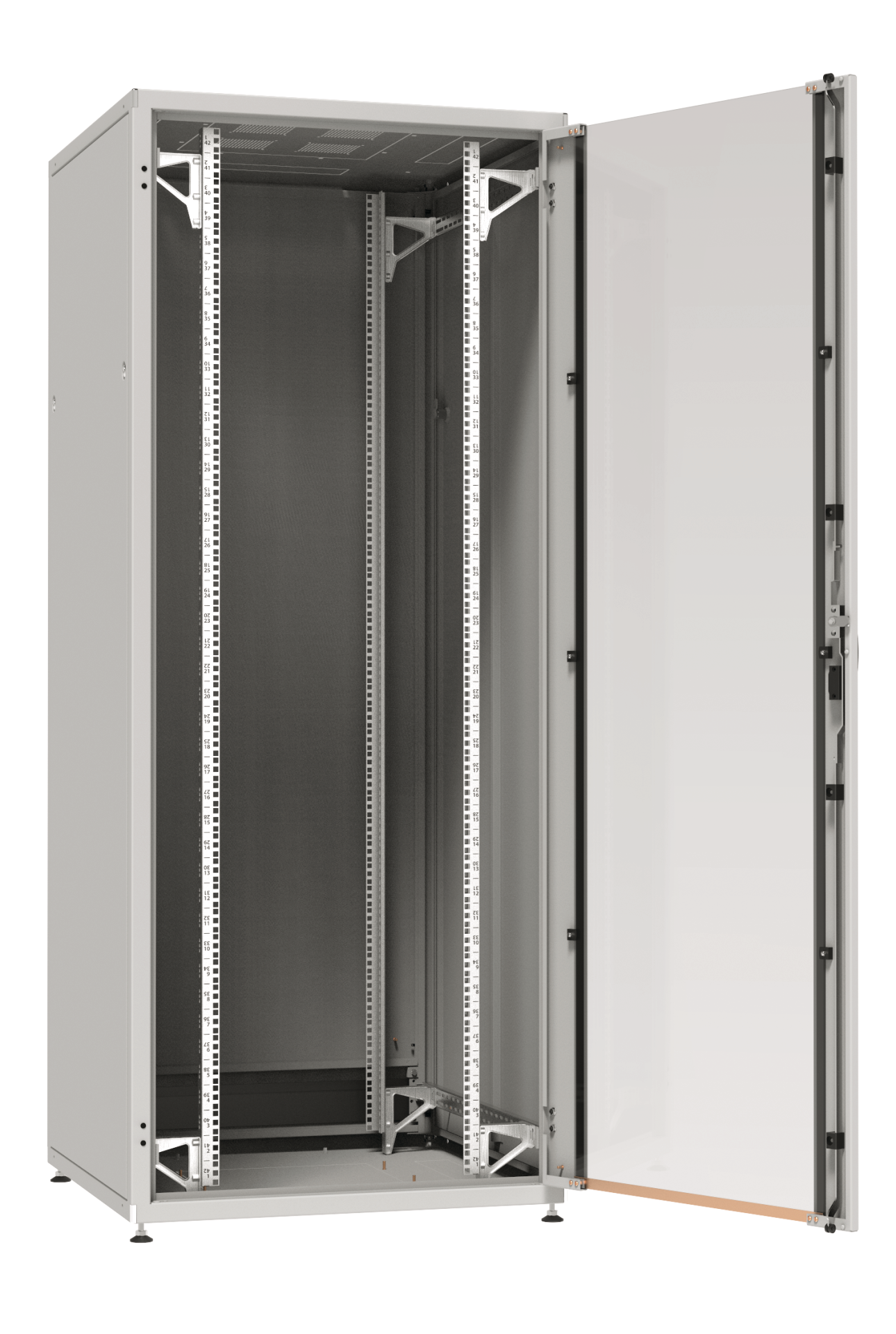19" Network Cabinet PRO 42U, 800x1000 mm, RAL7035, Rear Door with Turning Handle